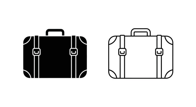 Vintage suitcase icon set, travel luggage, retro bag, hand carry, vector illustration Vector