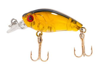 Fishing tackle, wobbler close-up on a white isolated background