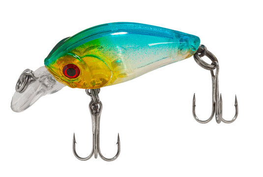 Fishing tackle, wobbler close-up on a white isolated background