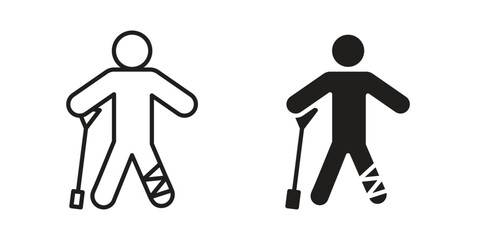 Man with broken leg icon. Vector linear icon collection. Vector EPS10