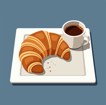 croissant and coffee vector