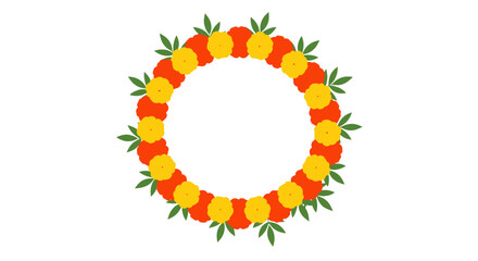 Decorative floral wreath with vibrant yellow and orange flowers
