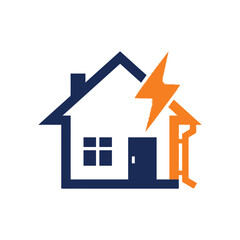 House with lightning bolt symbol for energy or electrical concept