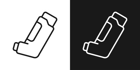 Fototapeta premium Inhaler Icon In Black And White Line Style