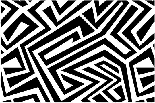Bold black and white geometric zigzag pattern sharp angular lines abstract dynamic background
