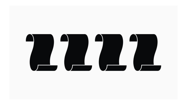 Black Number Seven Symbols Isolated on White Background