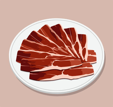 serrano ham dish vector