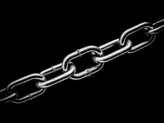 Fototapeta premium chain links connected isolated on a black background
