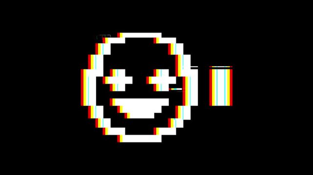 Pixel icon with glitch and noise effects