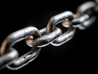 Obraz premium chain links connected isolated on a black background