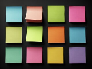 sticky notes set isolated on a black background