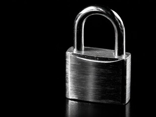 Fototapeta premium padlock closed isolated on a black background