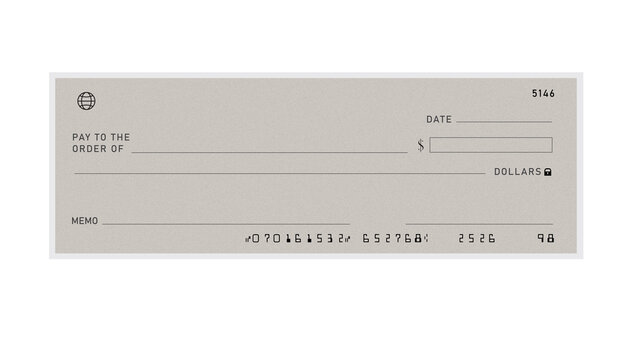 Minimalist Grey Check with Globe Icon and Subtle Texture for Global Financial Transactions