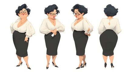 character sheet of an older business women