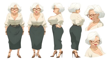 character sheet of an older woman