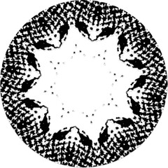 Black Halftone Dot Composition with Mandala Inspired Geometry