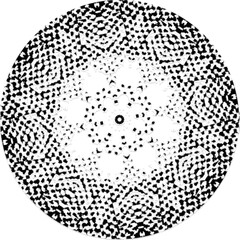 Black Halftone Dot Composition with Mandala Inspired Geometry