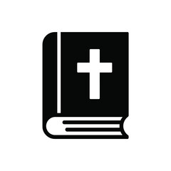 Fototapeta premium A simple black and white icon depicting a book with a christian cross