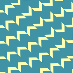 Retro Teal and Soft Yellow Geometric Zigzag Seamless Pattern Mid Century Modern Background