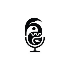 Obraz premium Minimalist black and white logo of a bird resembling a wine glass