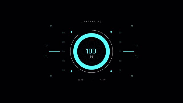 Futuristic HUD Display with Loading Progress Bar and Digital Elements.