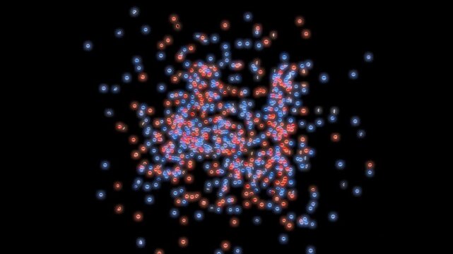 Glowing Red and Blue Particles Forming AI Text - Animation