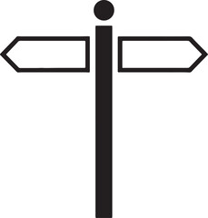 Obraz premium Black directional signpost with two blank arrow-shaped signs pointing left and right also transparent background