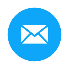 A blue circle with a white envelope icon Vector