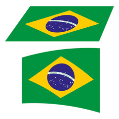 A set of two Brazilian flags in different perspectives
