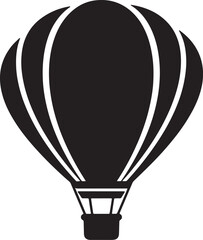 Black silhouette of a hot air balloon with a basket against a white background also transparent background 1 © Pixel With MH