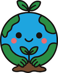 Earth_Cute Earth_Sprouting Earth_Global Warming_Earth Day_Earth Science
