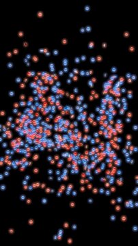 Glowing Red and Blue Particles Forming AI Text - Animation