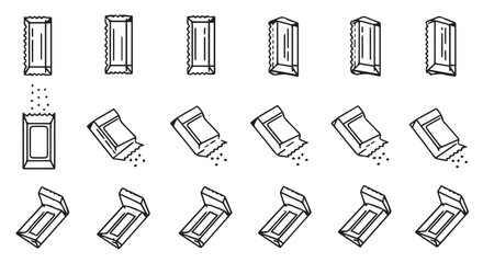 A detailed illustration of a door opening and closing in various positions and angles in a sequence.