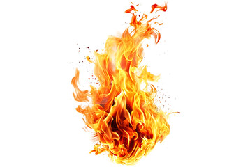 Vibrant orange and red fire flame isolated on transparent background dynamic energy motion abstract design element