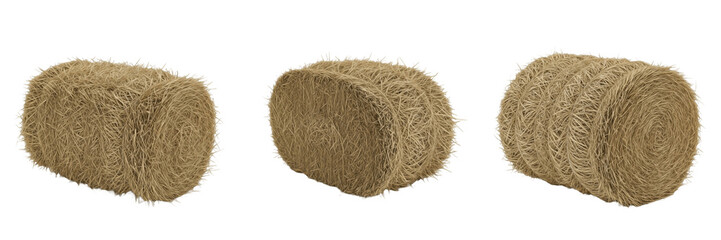 Set of Golden Dried Round Hay Bales transparent background, PNG © Abu