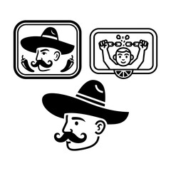 Cinco de Mayo mariachi guitarist cactus and dance couple icons set