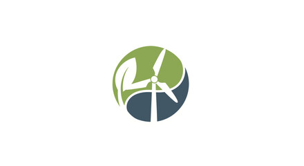 Wind turbine logo design element for eco friendly energy.