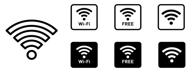 Wi-Fi電波アンテナマーク標識アイコン四角 © marutan