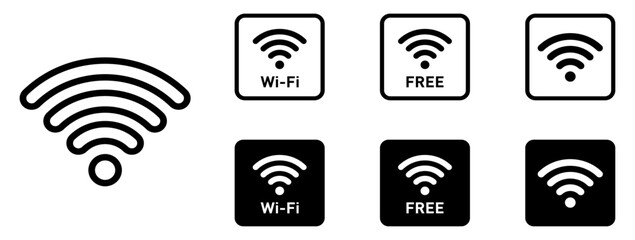 Wi-Fi電波アンテナマーク標識アイコン角丸四角 © marutan