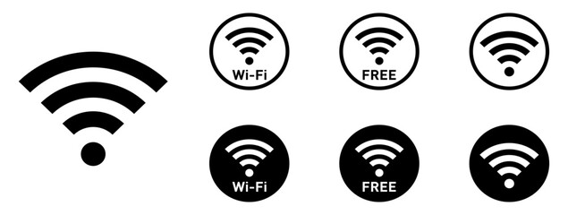 Wi-Fi電波アンテナマーク標識アイコン円形 © marutan