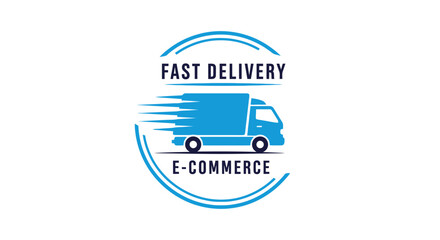 Fototapeta premium Fast delivery e-commerce truck icon.