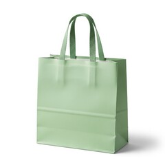 Light green tote bag with sturdy handles standing upright against a plain background