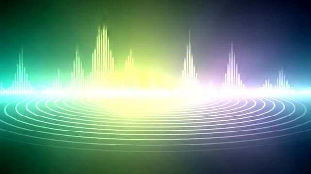 Abstract Sound Waveform Visualization with Ripples and Light Effects.