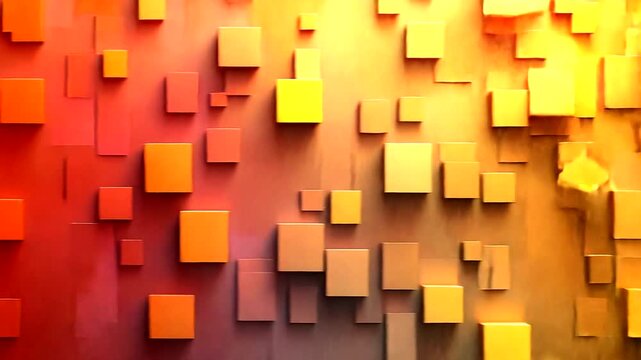 Abstract geometric design featuring layered orange and yellow squares