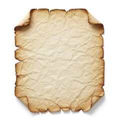 An aged and crumpled parchment sheet with a weathered, antique appearance.