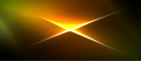 Naklejka premium Bright starburst dominates center. Warm colors blend into dark background. Gradient effect creates dramatic visual impact.