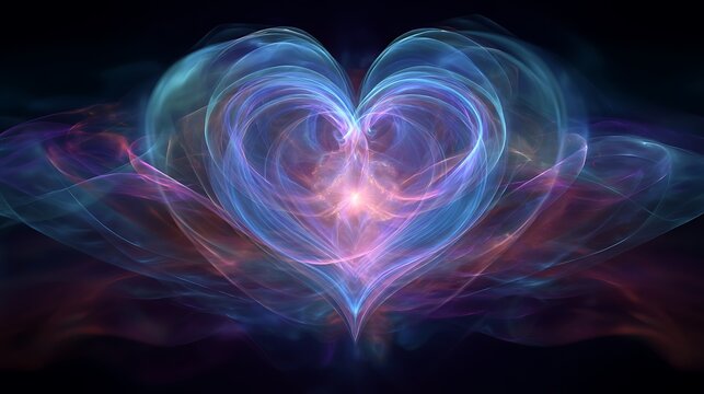 glowing heart expanding waves of energy through the body, abstract spiritual energy flow, rebirth symbolism 