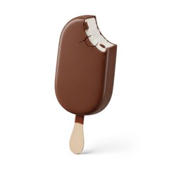 A delicious chocolate popsicle on a wooden stick ready to be enjoyed on a warm day