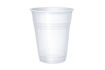 Empty clear plastic disposable cup, perfect for various beverages. Transparent container ready for use, isolated with a transparent background