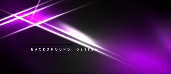 Dark background features vibrant purple neon lines. Diagonal streaks intersect creating dynamic visual effect. Minimalist design, modern aesthetic.
